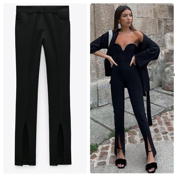 ZARA Pants With Front Slit Vent New - Picture 1 of 6